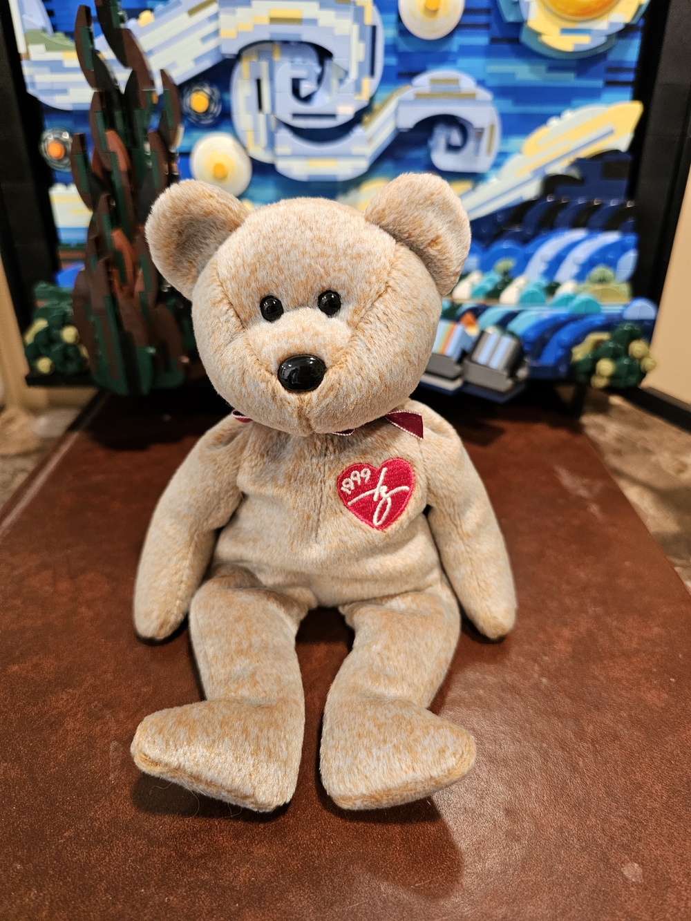 Vintage Ty Beanie Baby 1999 Signature Bear featuring mottled brown